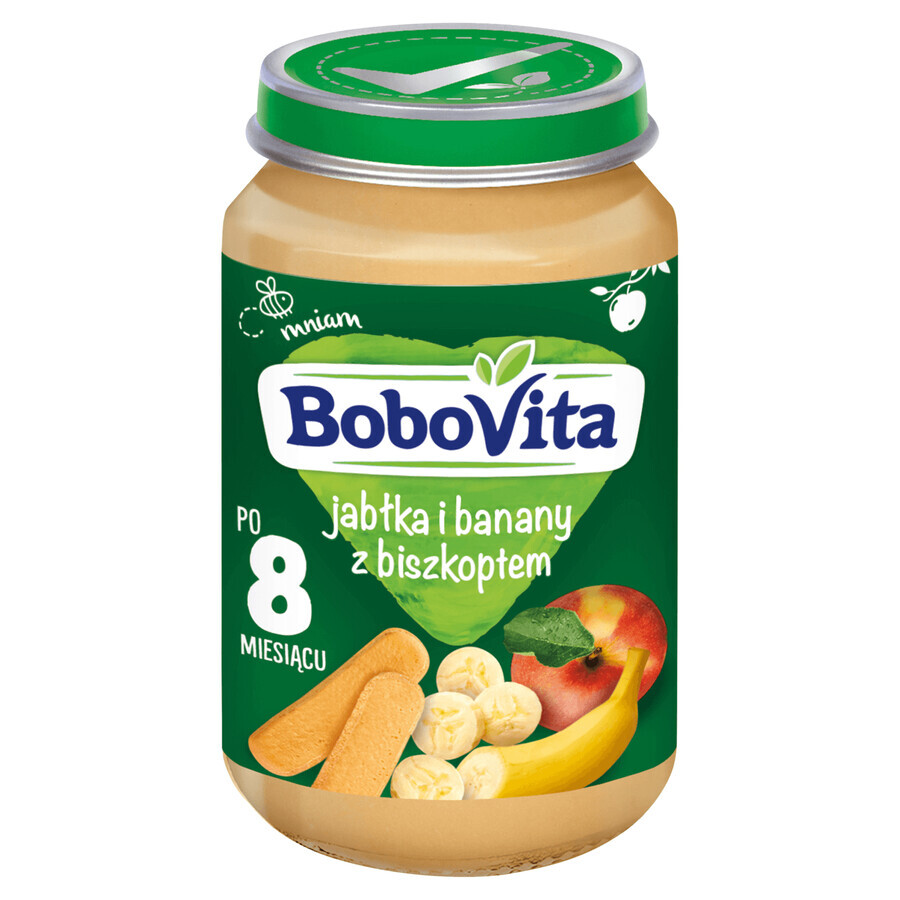 BoboVita Dessert, mela e banana con biscotto, dopo 8 mesi, 190 g