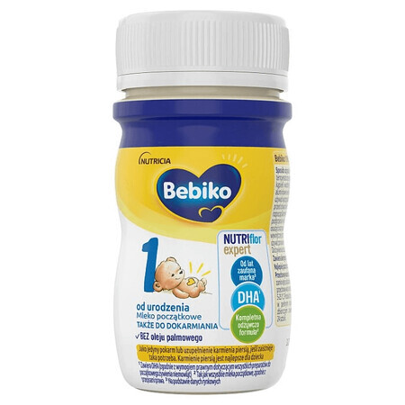 Bebiko 1 Nutriflor Expert, latte per lattanti pronto da bere, dalla nascita, 90 ml