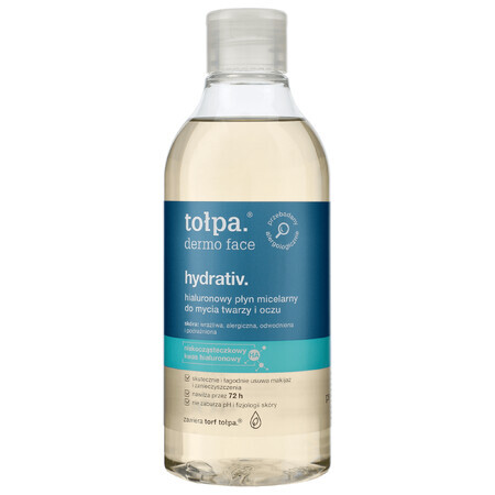 Tolpa Dermo Face, Hydrativ, feuchtigkeitsspendende mizellare Gesichts- und Augenreinigung, 400 ml