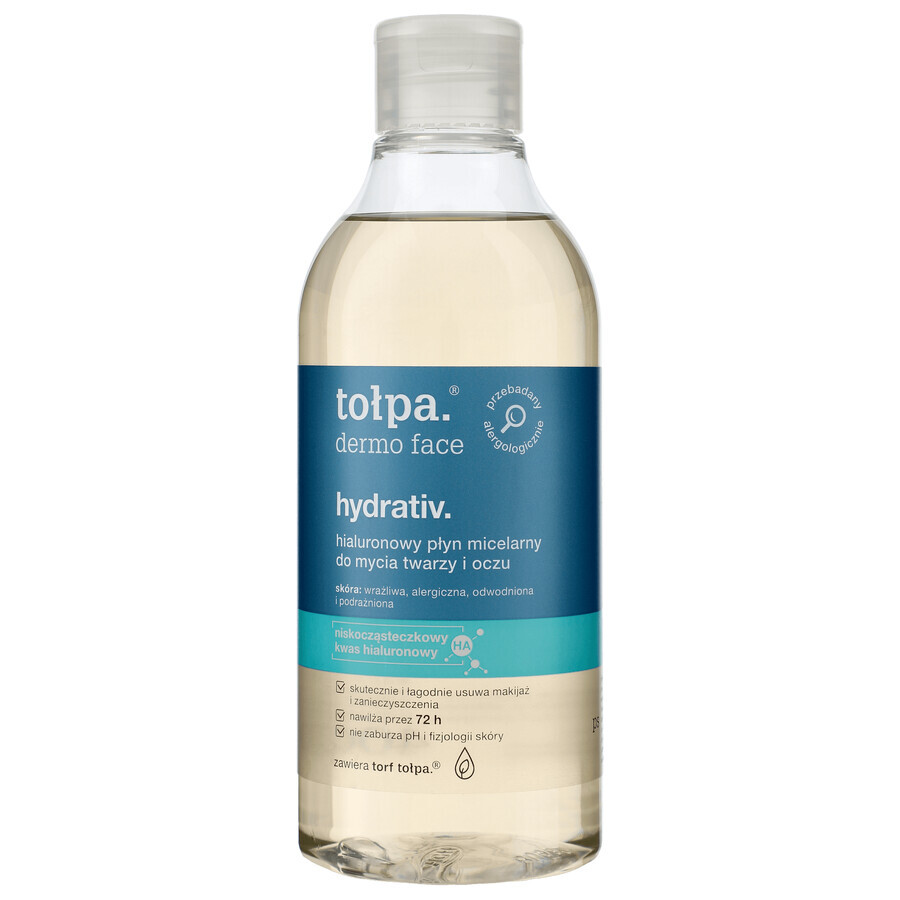 Tolpa Dermo Face, Hydrativ, feuchtigkeitsspendende mizellare Gesichts- und Augenreinigung, 400 ml