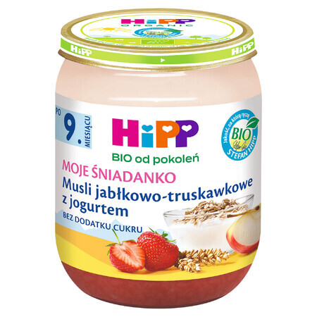 HiPP Moje Śniadanko Bio, muesli de manzana y fresa con yogur, después de 9 meses, 160 g