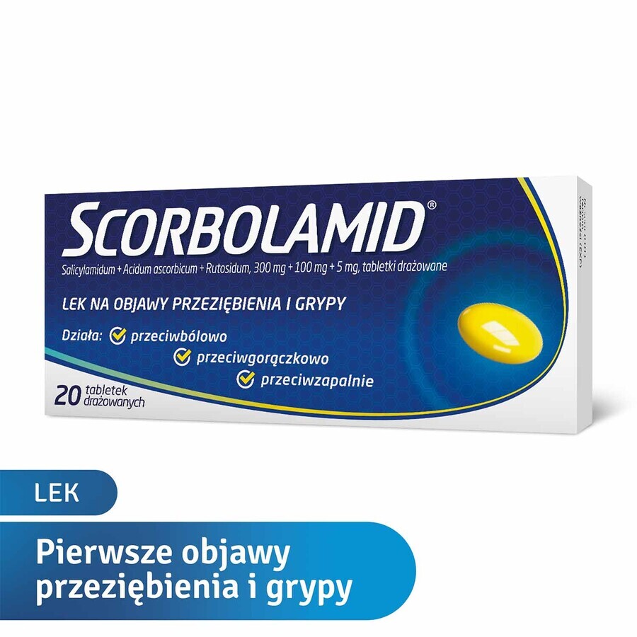 Scorbolamid 300 mg + 100 mg + 5 mg, 20 comprimés irrités