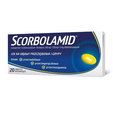 Scorbolamid 300 mg + 100 mg + 5 mg, 20 comprimés irrités