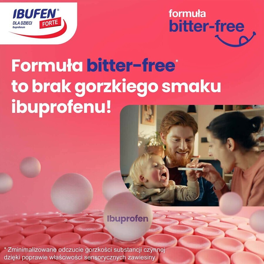 Ibufen for children Forte strawberry flavor 200 mg/ 5 ml, oral suspension from 3 months, 40 ml