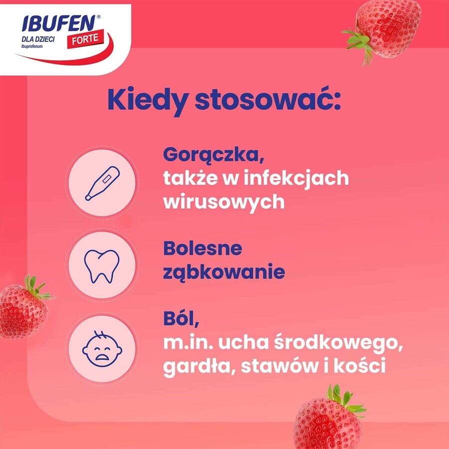 Ibufen for children Forte strawberry flavor 200 mg/ 5 ml, oral suspension from 3 months, 40 ml