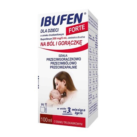 Ibufen for children Forte strawberry flavor 200 mg/ 5 ml, oral suspension from 3 months, 40 ml