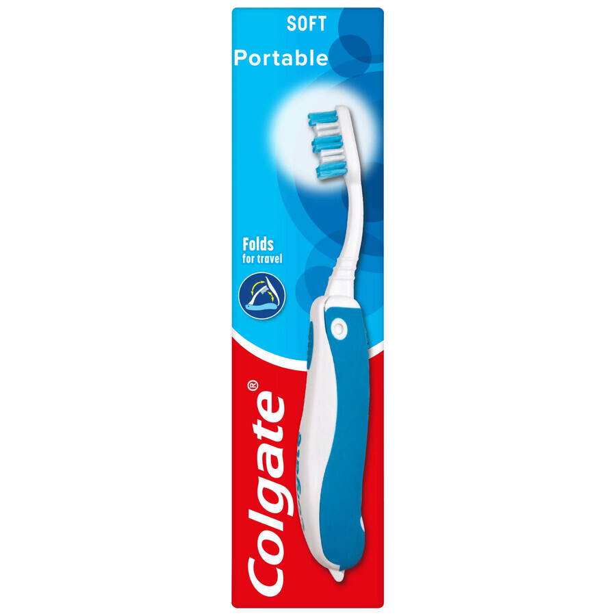 Colgate Portable/Travel, spazzolino pieghevole da viaggio, morbido, 1 pezzo