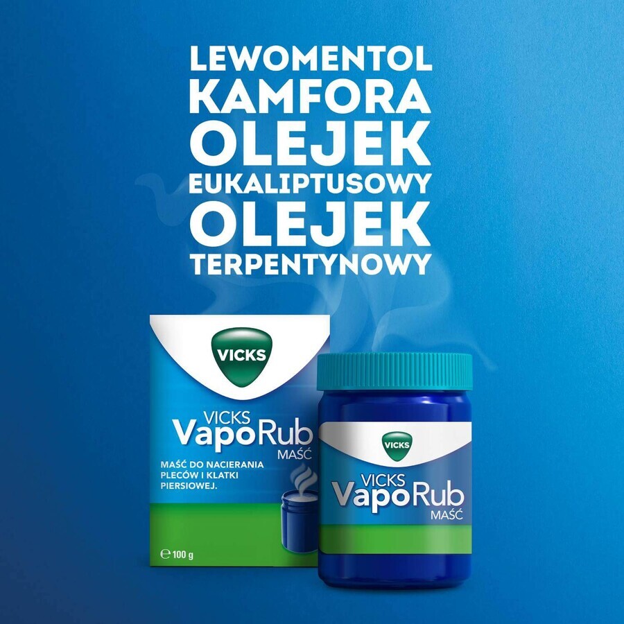 Vicks VapoRub, unguento per bambini da 5 anni e adulti, 100 g