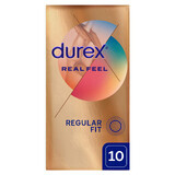 Durex Real Feel, preservativi lisci senza lattice, 10 pezzi