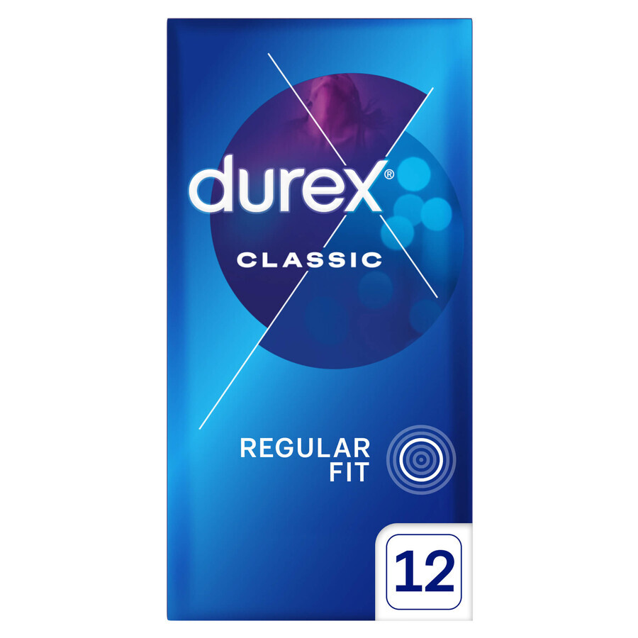 Durex Classic, preservativi classici lisci, 12 pezzi