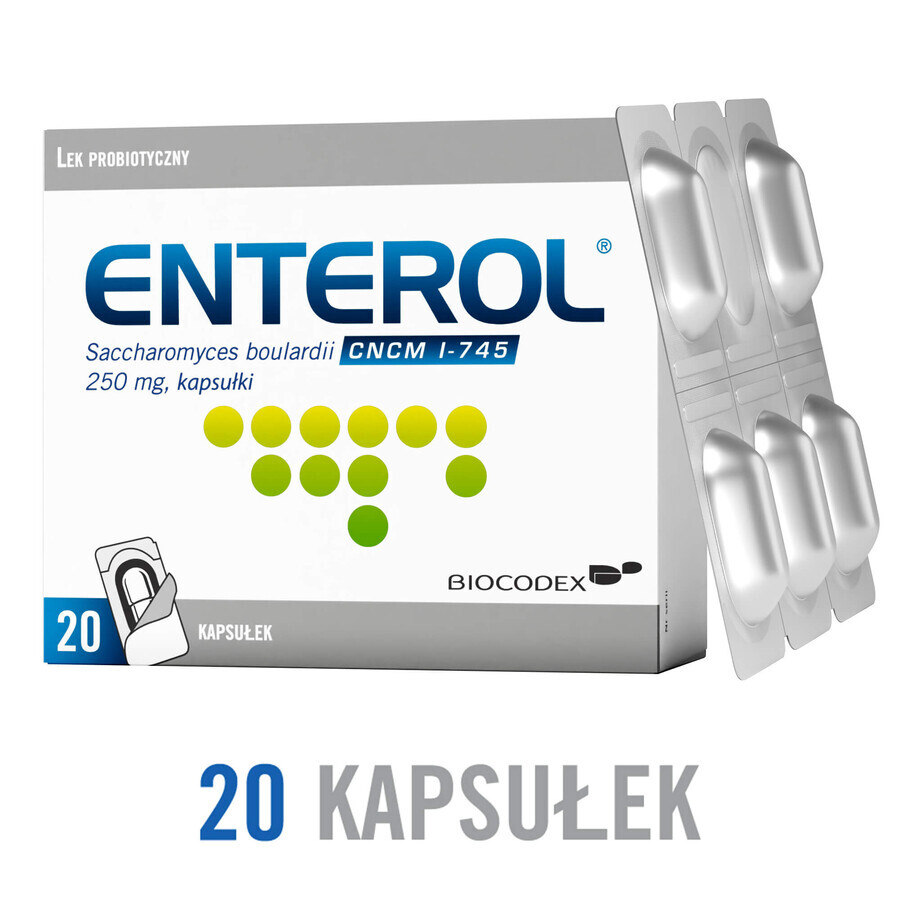 Enterol, 250 mg, 20 capsules