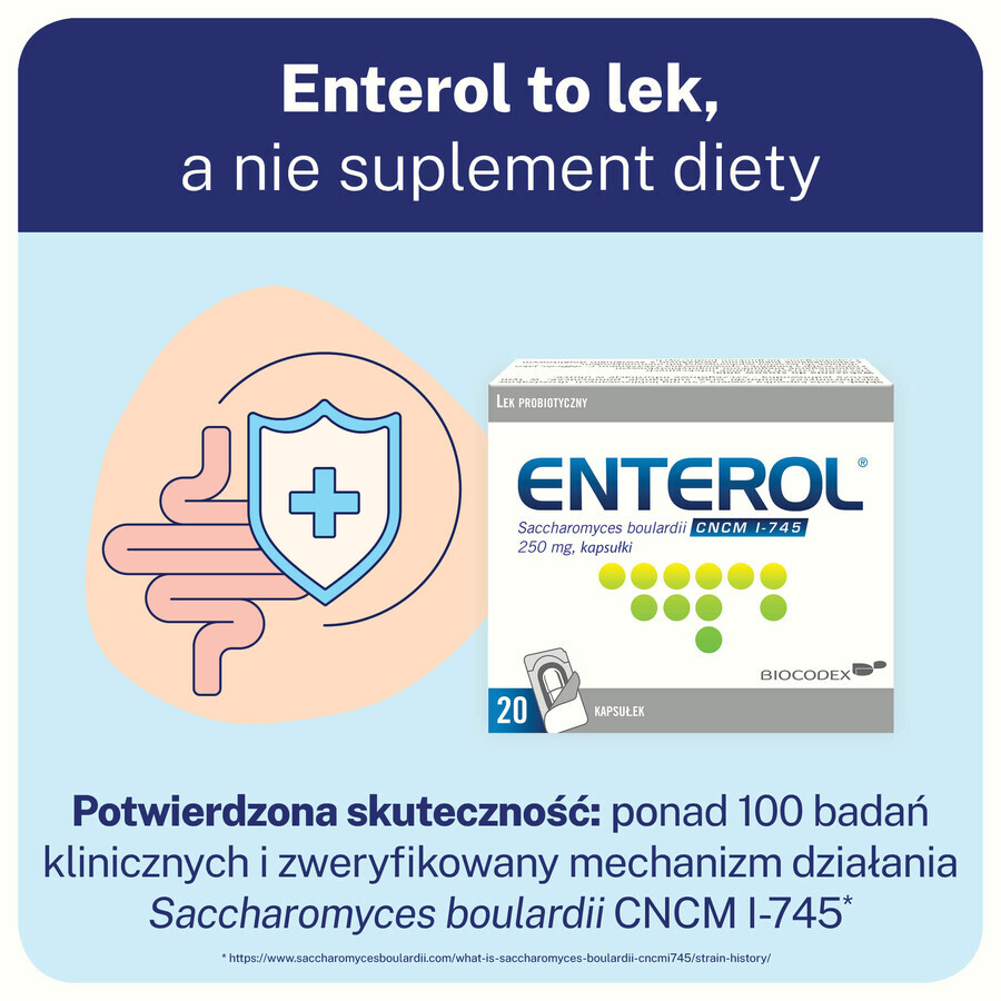 Enterol, 250 mg, 20 capsules