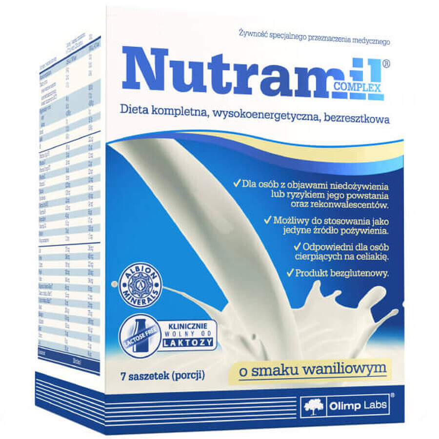 Olimp Nutramil Complex, preparato nutrizionale, aroma di vaniglia, 72 g x 7 bustine