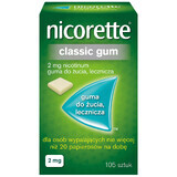 Nicorette Classic Gum 2 mg, gomma da masticare medicinale, 105 pezzi