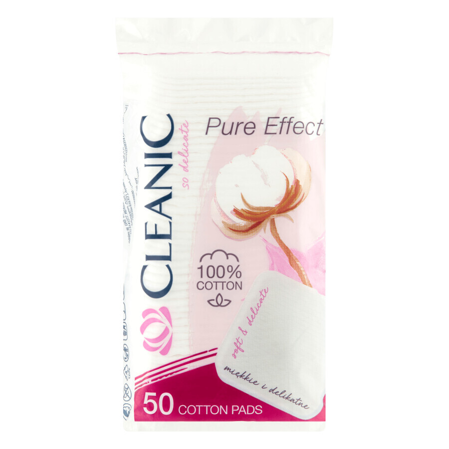 Cleanic Pure Effect Soft Touch, tamponi cosmetici, quadrati, 50 pezzi