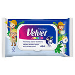 Velvet Junior, carta igienica umidificata, con clip, 42 pezzi