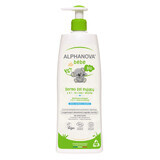 Alphanova Bebe, dermo-gel per il lavaggio di corpo e capelli, naturale, con pompa, 500 ml