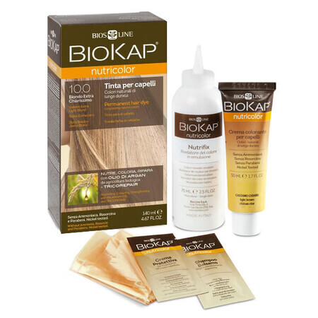 Biokap Nutricolor, tinte colorante para el cabello, 10.0 rubio muy claro dorado, 140 ml