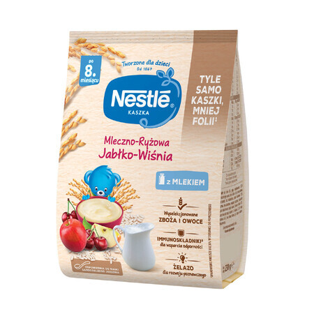 Nestle Porridge with milk and rice, apples and cherries, gluten-free, after 8 months, 230 g