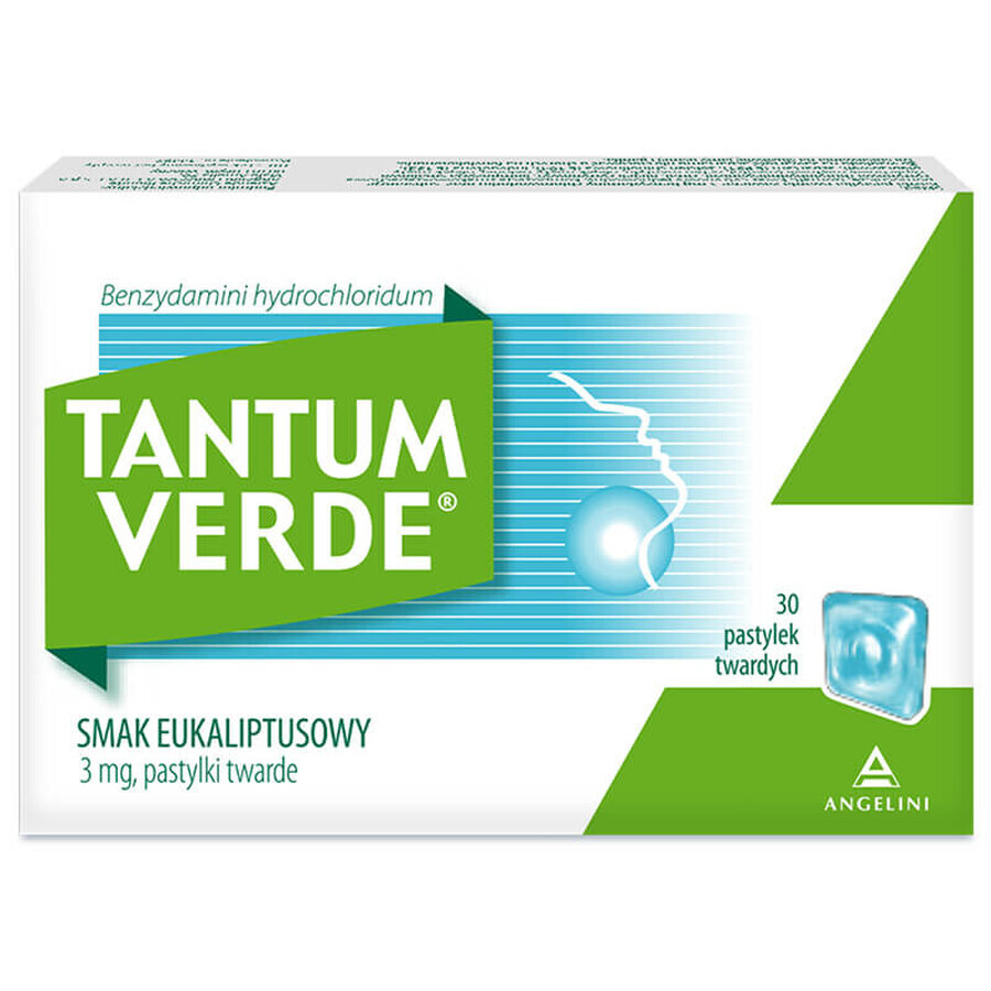 Tantum Verde 3 mg, aroma di eucalipto, 30 pastiglie rigide