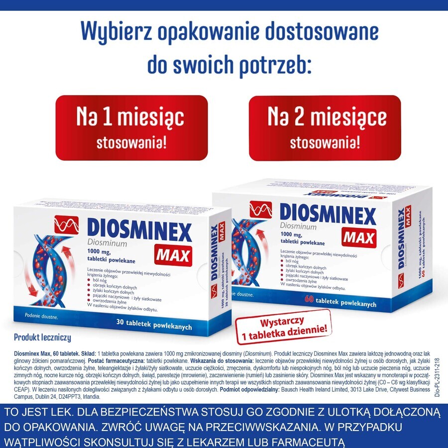 Diosminex Max 1000 mg, 60 comprimés