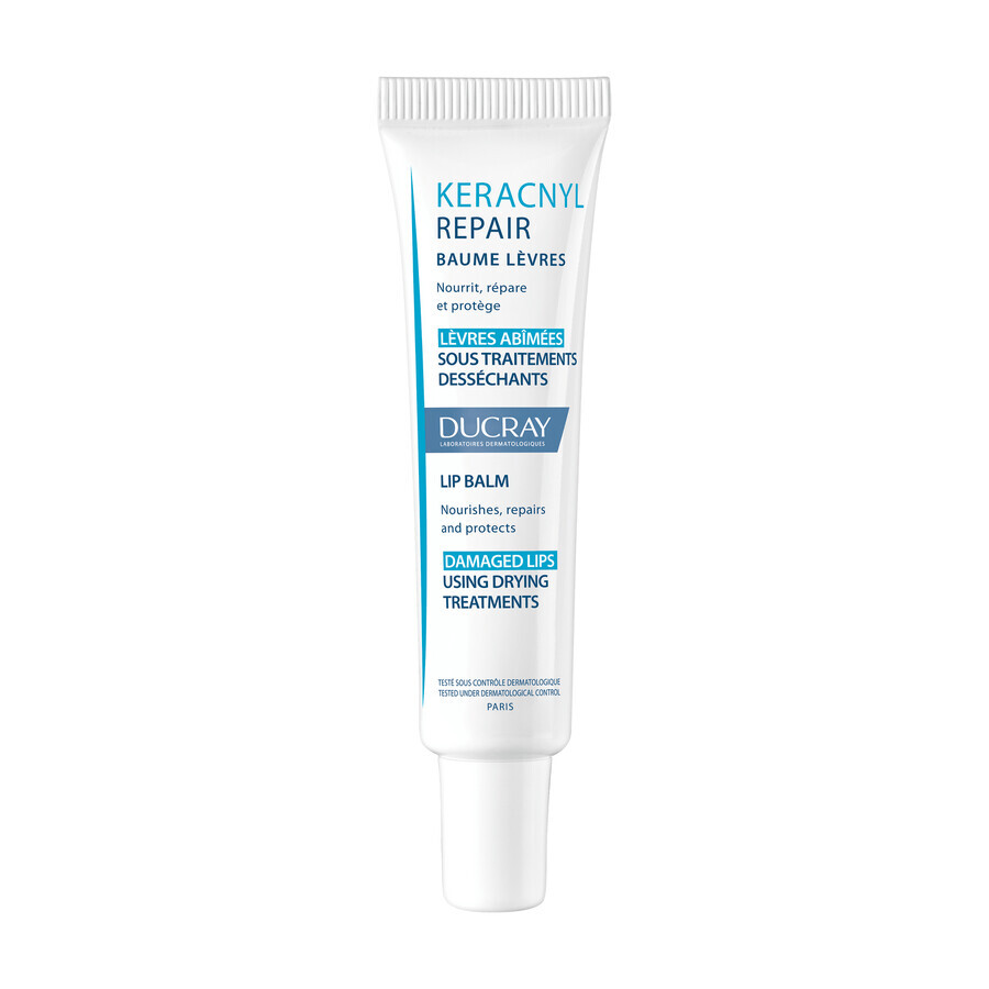 Ducray Keracnyl Repair, balsamo labbra rigenerante, pelle secca, 15 ml