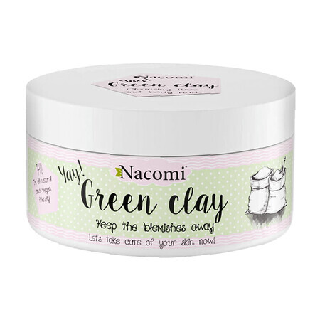 Nacomi, Groene klei, acne huidmasker, 65 g