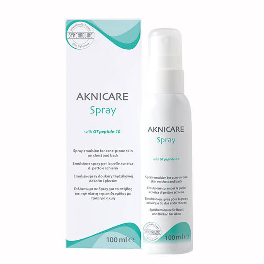 Synchroline Aknicare, emulsione spray per schiena e décolleté con GT-peptide 10, pelle a tendenza acneica, 100 ml