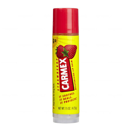 Carmex Strawberry, moisturizing lip balm stick, SPF 15, 4.25 g