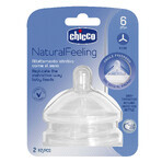 Chicco, tettarella per biberon NaturalFeeling 6m +, flusso di porridge, dopo 6 mesi, 2 pezzi