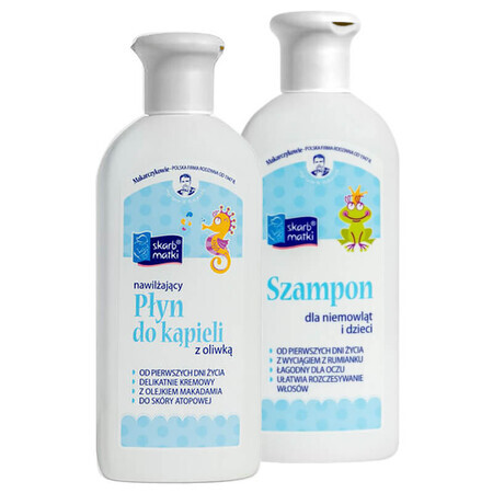 Skarb Matki, badlotion met olijfolie voor baby's en kinderen vanaf de eerste levensdag, 250 ml + shampoo, 250 ml