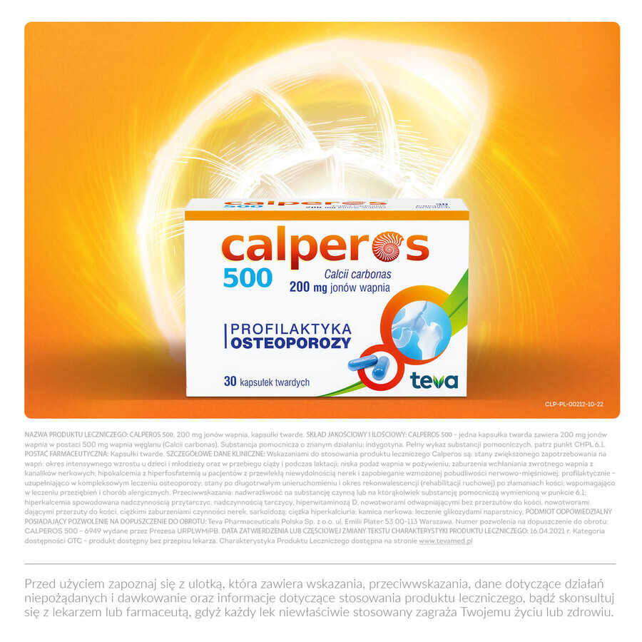 Calperos 500 200 mg, 30 hard capsules