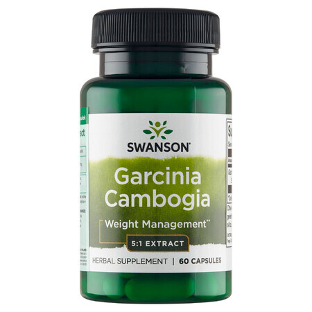 Swanson Garcinia Cambogia extracto, Tamarindo malabar, 60 cápsulas