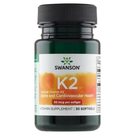 Swanson K-2, vitamina K 50 µg, 30 capsule in gel