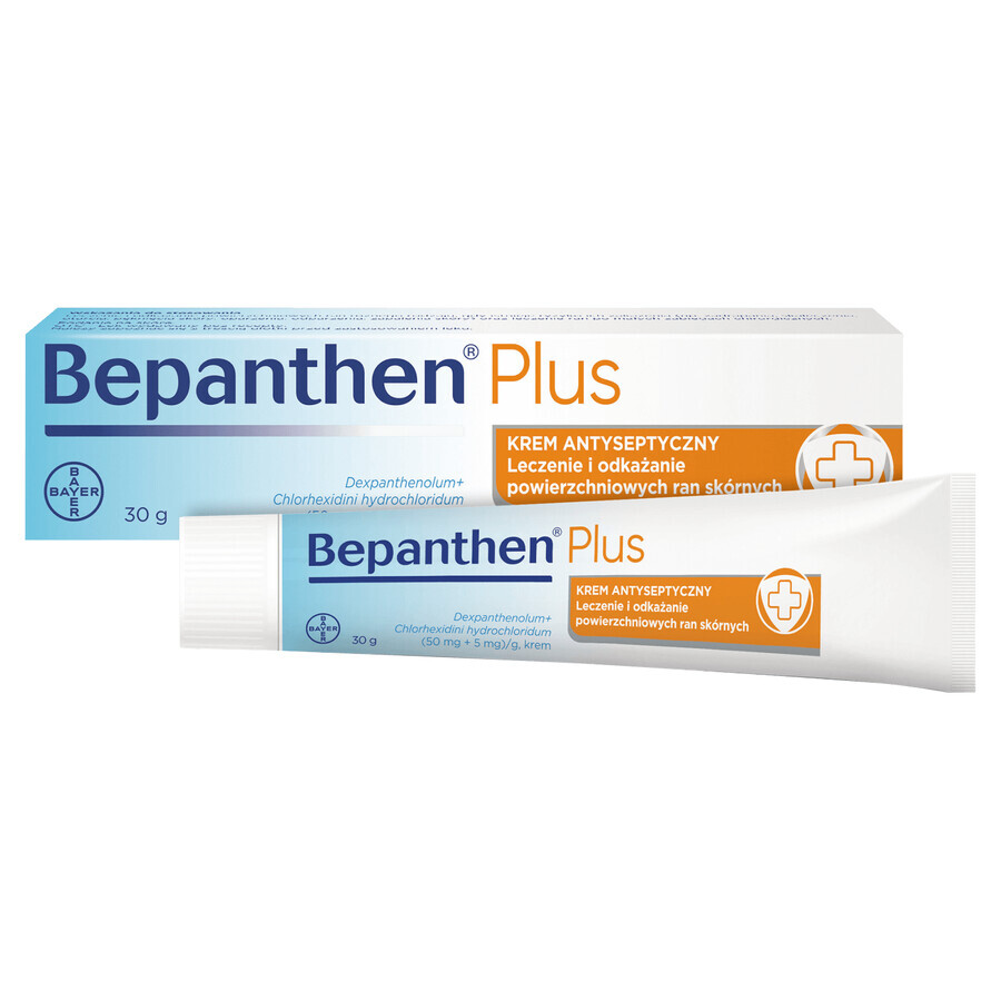 Bepanthen Plus (50 mg + 5 mg)/g, antiseptic wound cream, 30 g