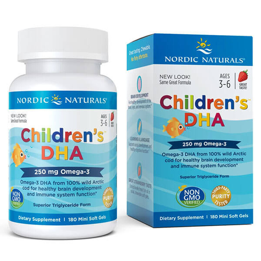 Nordic Naturals Childrens DHA, voor kinderen vanaf 3 jaar, aardbeiensmaak, 180 kauwtabletten