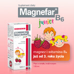 Magnefar B6 Junior, lichid pentru copii de la 3 ani și adulți, aromă de zmeură, 120 ml