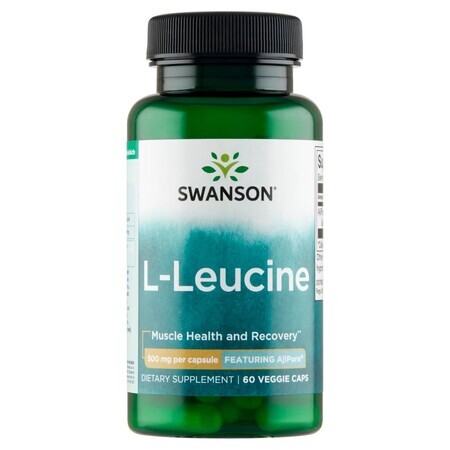 Swanson AjiPure L-Leucine, L-Leucine 500mg, 60 Vegetarian Capsules