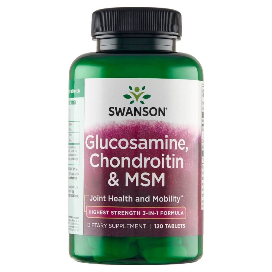 Swanson Glucosamine, Chondroitin &amp; MSM Highest Strength, Glucosamine, Chondroitin &amp; MSM, 120 tablets