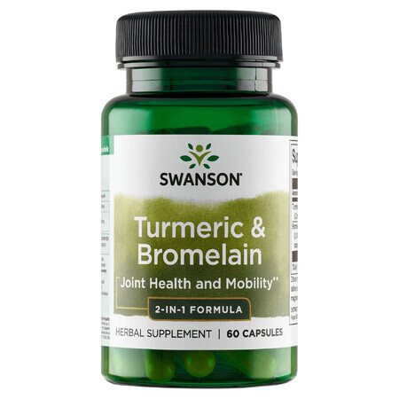 Swanson Turmeric &amp; Bromelain, curcuma e bromelina, 60 capsule