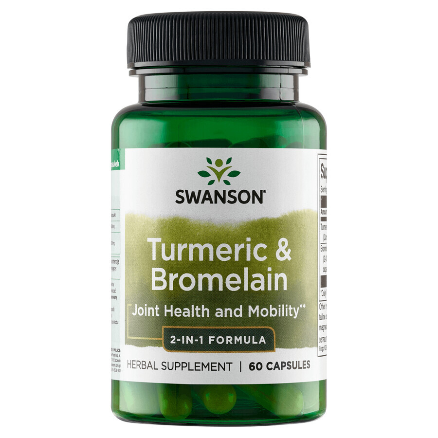 Swanson Turmeric &amp; Bromelain, curcuma e bromelina, 60 capsule