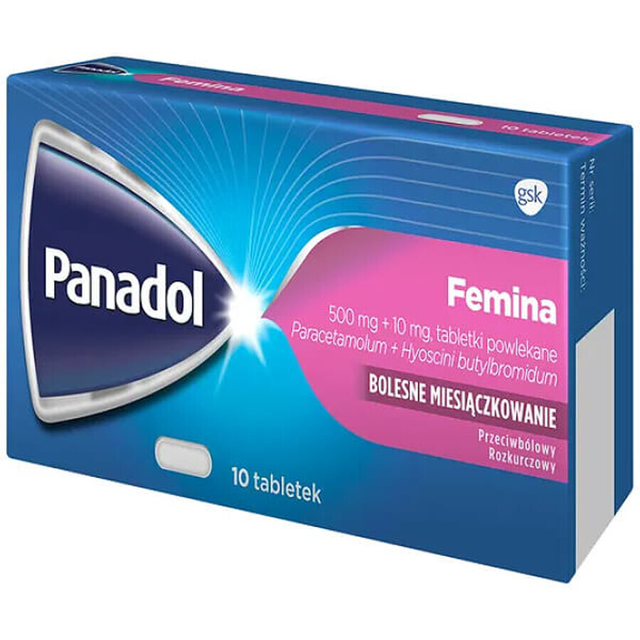 Panadol Femina 500 mg + 10 mg, 10 compresse rivestite con film