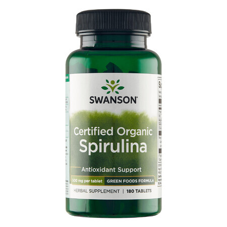 Swanson Certified Organic Spirulina, spirulina biologica, 180 compresse