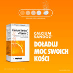 Calcio Sandoz + Vitamina C 260 mg + 1000 mg, gusto arancia, 10 compresse effervescenti