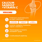 Calcio Sandoz + Vitamina C 260 mg + 1000 mg, gusto arancia, 10 compresse effervescenti