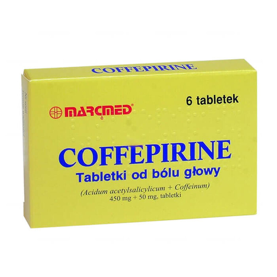 Coffepirine Maux de tête Comprimés 450 mg + 50 mg, 6 comprimés