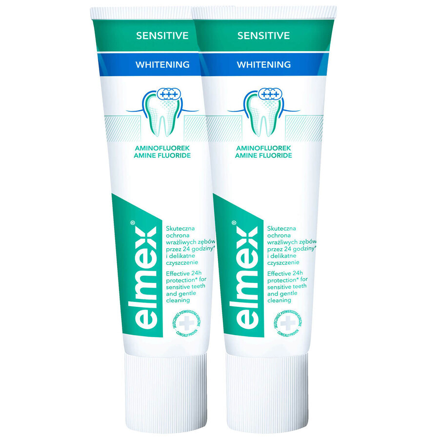 Elmex Sensitive Whitening toothpaste with amine fluoride, 2 x 75 ml