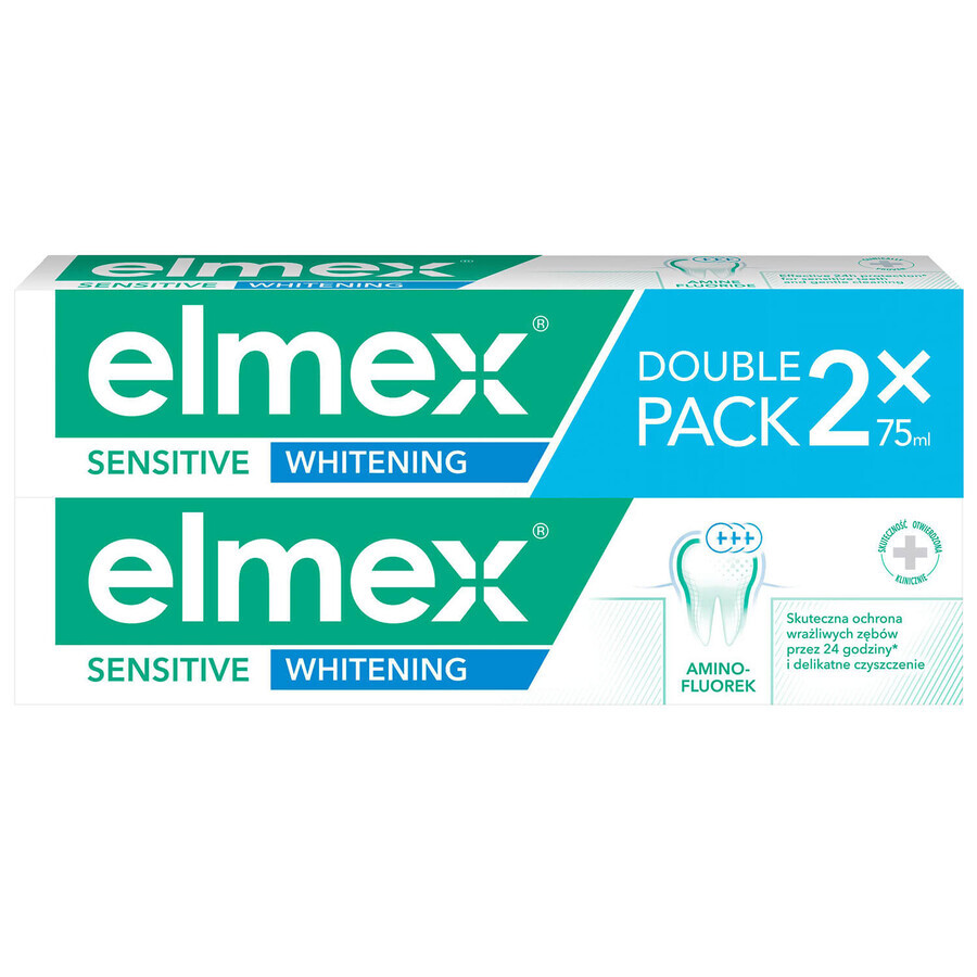 Elmex Sensitive Whitening toothpaste with amine fluoride, 2 x 75 ml