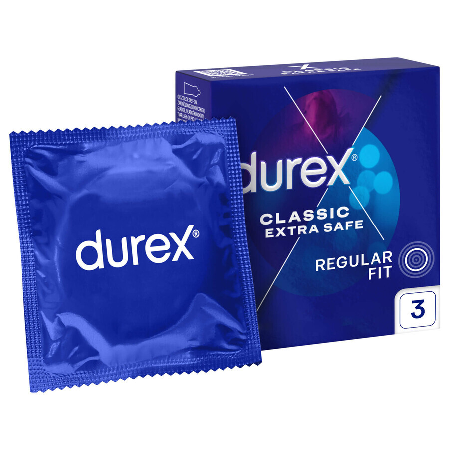 Durex Extra Safe, Kondome mit mehr Gleitmittel, verstärkt, 3 Stück