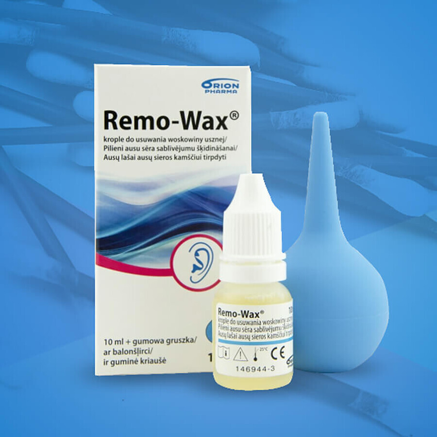 Remo-Wax, earwax removal drops, 10 ml + rubber bead